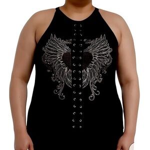 HOT TOPIC Winged Heart Lace-Up Tank Top NWT
